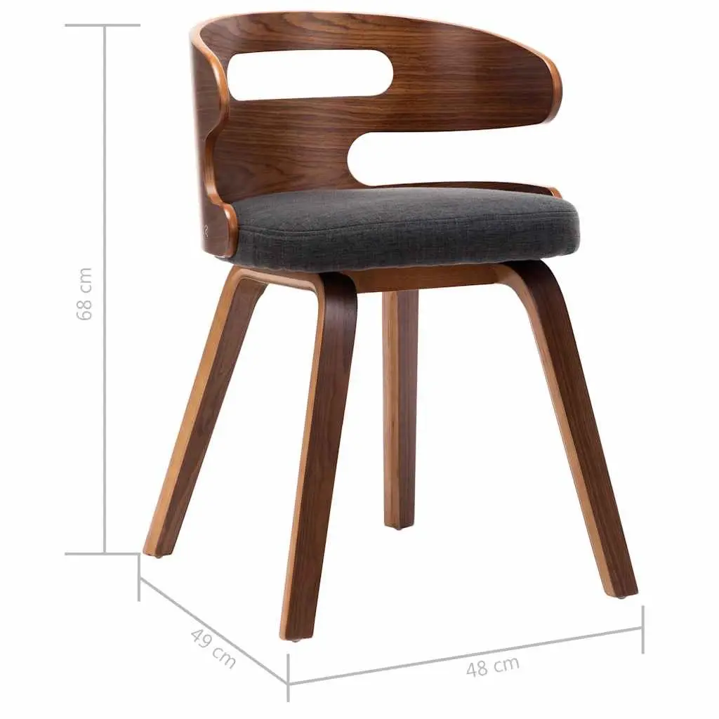 Dining Chairs Set 4 pcs Grey Bent Wood Frame Fabric Upholstered Kitchen Seating