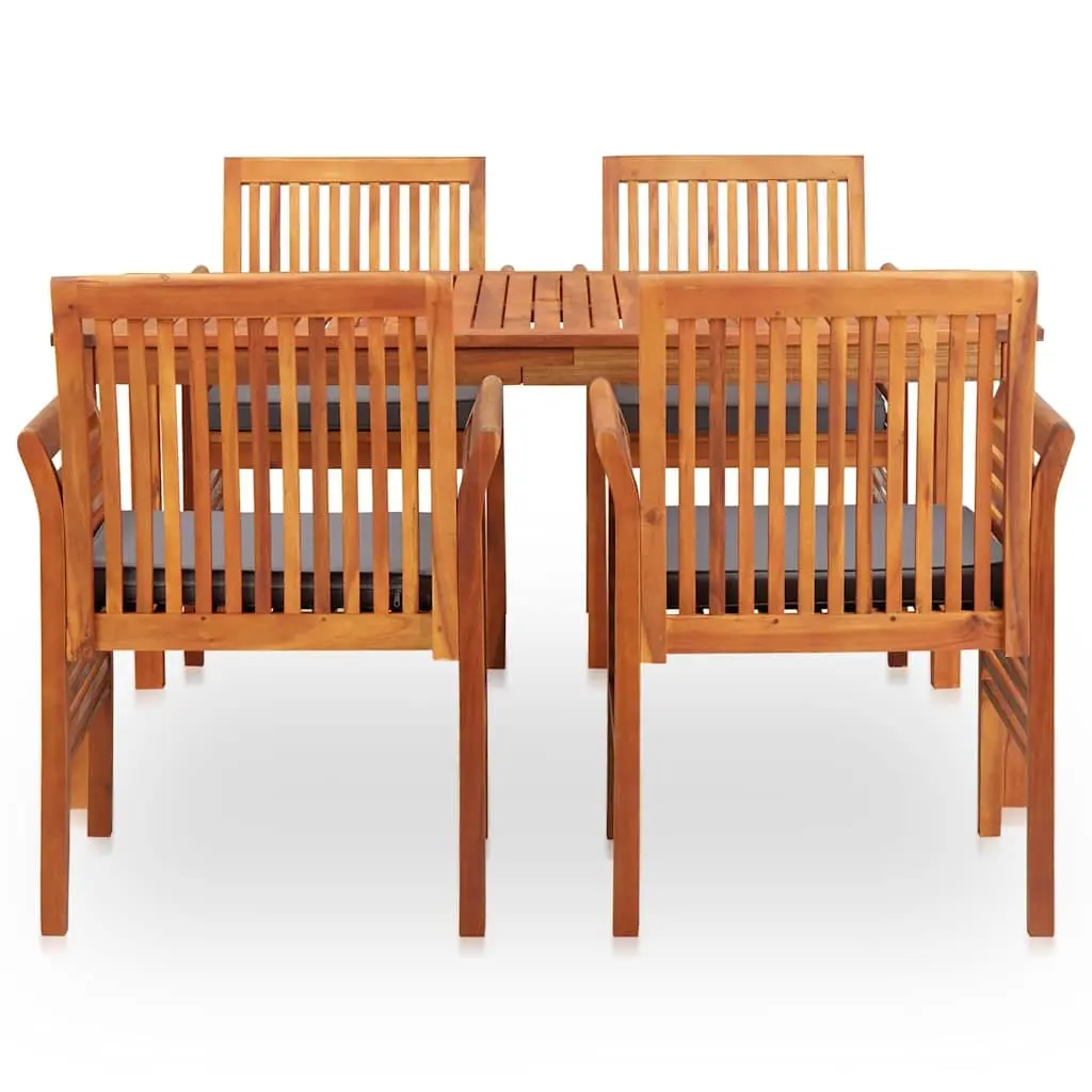 5 Piece Outdoor Dining Set Patio Acacia Table and Chairs with Cushions