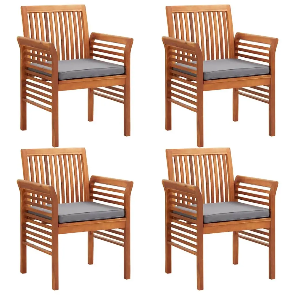 5 Piece Outdoor Dining Set Patio Acacia Table and Chairs with Cushions