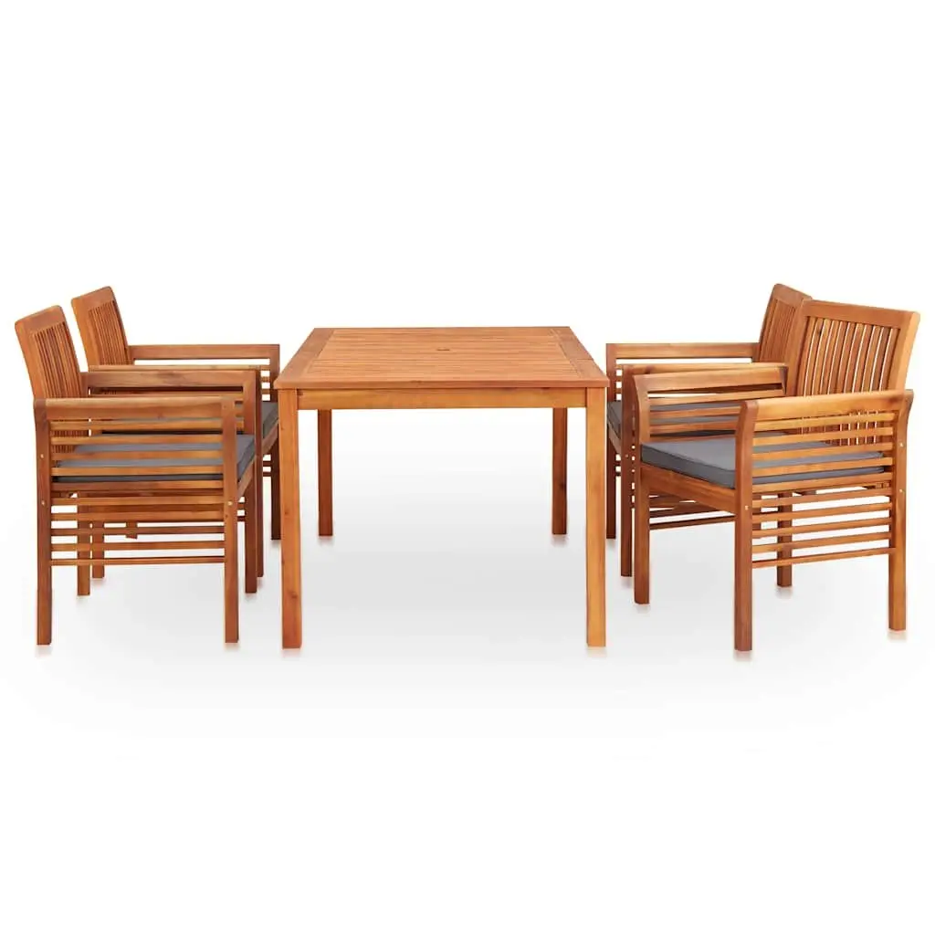 5 Piece Outdoor Dining Set Patio Acacia Table and Chairs with Cushions