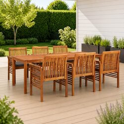Acacia Outdoor Dining Set: 7 Pieces with Cushions