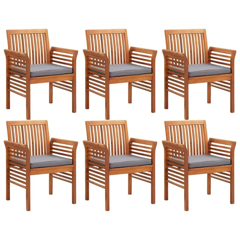 7 Piece Outdoor Dining Set Brown Wood Acacia Table Chairs Cushions Patio