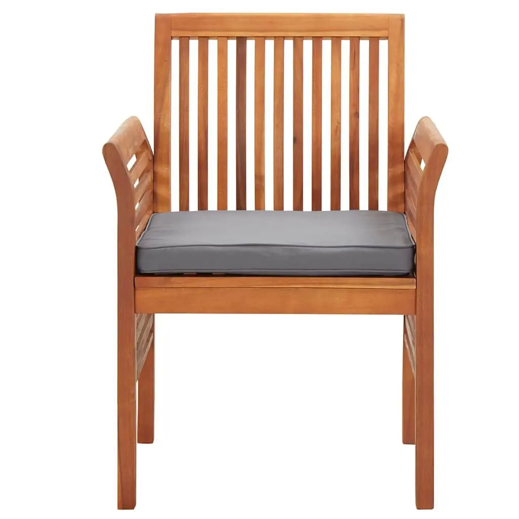 7 Piece Outdoor Dining Set Brown Wood Acacia Table Chairs Cushions Patio