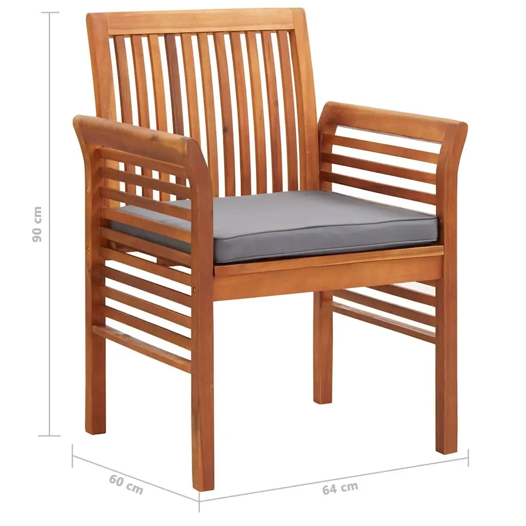 7 Piece Outdoor Dining Set Brown Wood Acacia Table Chairs Cushions Patio