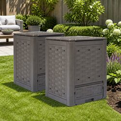 Garden Composters 2 Pack - 600L, 60x60x83cm, Brown