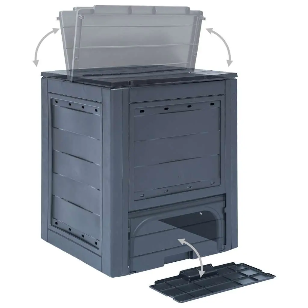 Garden Composters 2 Pack Grey 60x60x73cm Rattan Look Waste Bins Ventilation