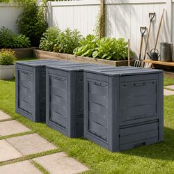 Garden Composters: 3 Pcs Grey, 60x60x73cm, 780L Capacity