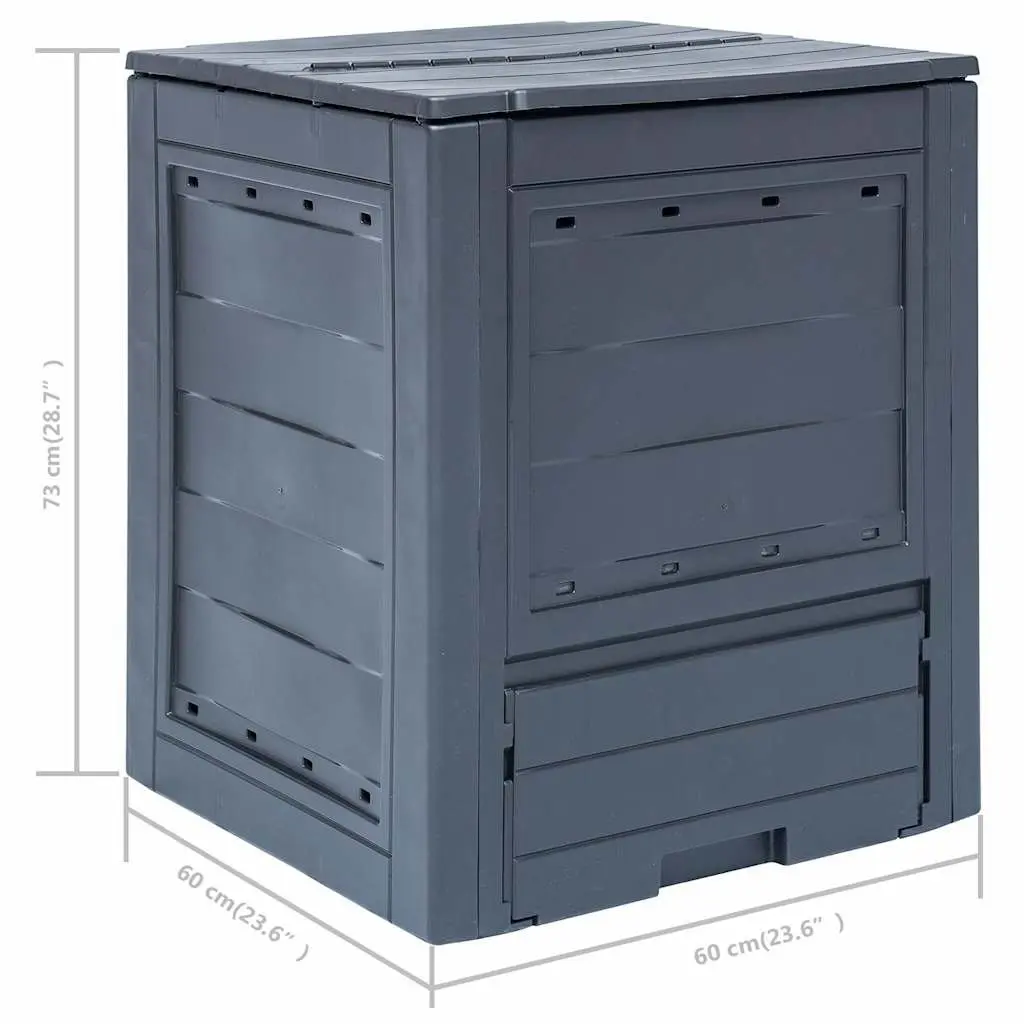 Garden Composters 3 Pcs Grey 60x60x73cm Waste Bins Outdoor Recycling Rattan Look