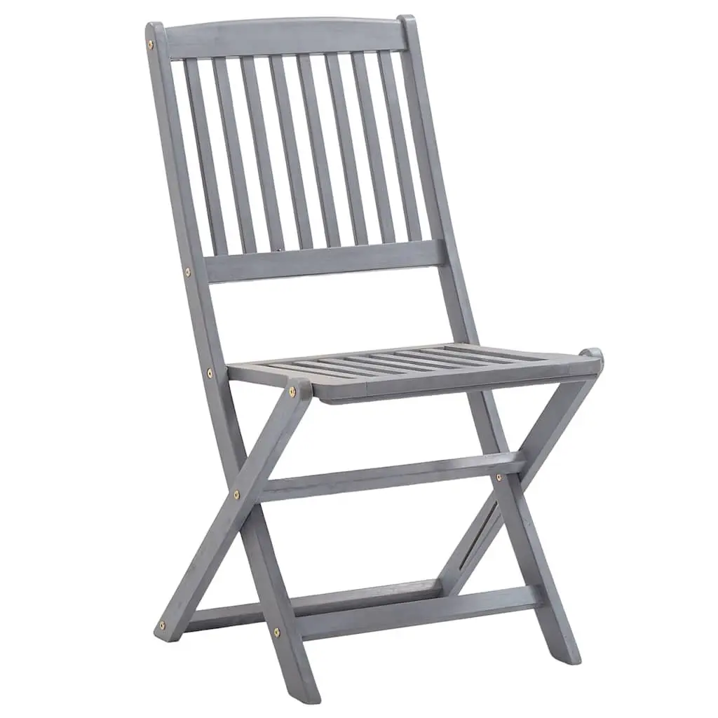 5 Piece Outdoor Dining Set Solid Wood Folding Table Chairs Grey Garden Furniture