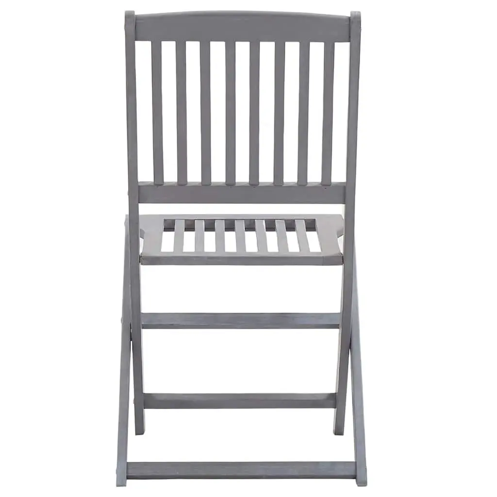 5 Piece Outdoor Dining Set Solid Wood Folding Table Chairs Grey Garden Furniture