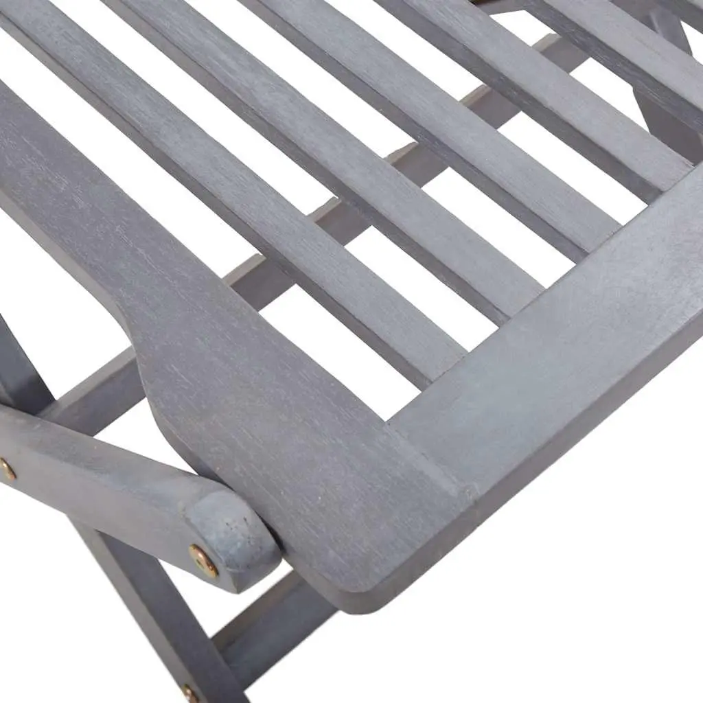 5 Piece Outdoor Dining Set Solid Wood Folding Table Chairs Grey Garden Furniture