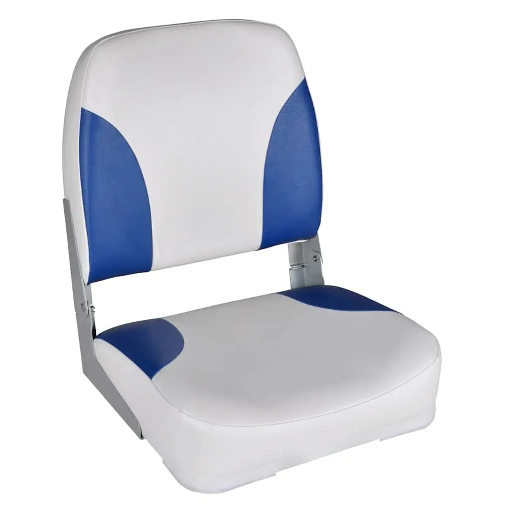Boat Seats 2 pcs Foldable Backrest Blue White Pillow Watercraft Seating