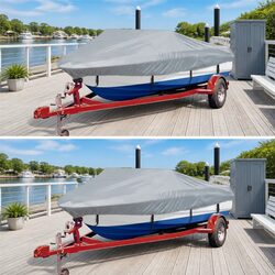 Boat Covers 2 Pack Grey Heavy Duty 427-488cm Length