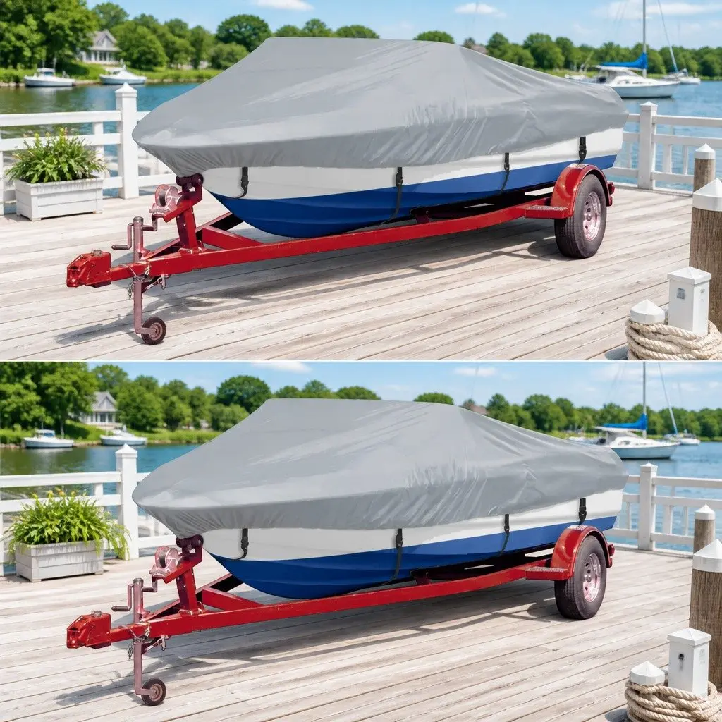 Boat Storage Cover Grey 2 Pieces Heavy Duty Protection Waterproof