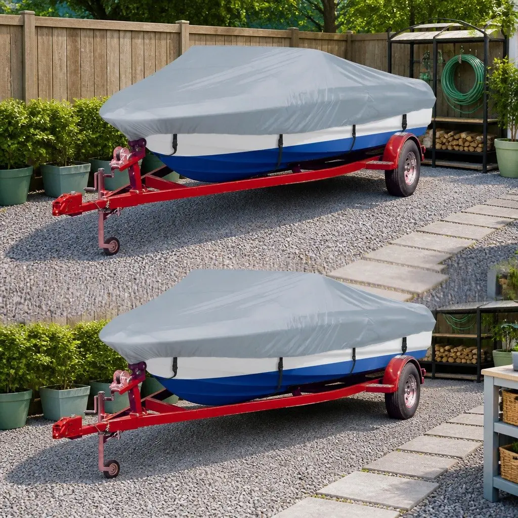 Boat Storage Covers 2 Piece Grey 519-580cm Length Heavy Duty Water Repellent