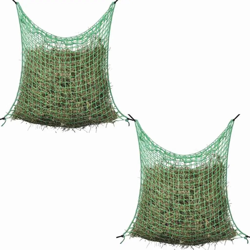 Hay Nets Square for Horses and Ponies 0.9x1 m PP Green Mesh Feeding Slow Eating