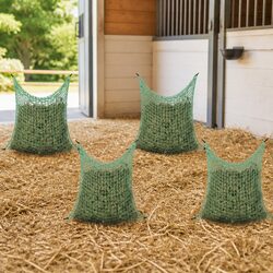 4-Piece Hay Nets: 0.9x1.5m Green PP for Horses and Ponies