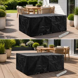 Garden Furniture Covers 2pc Set 8 Person Rattan Protection Black 229x113cm