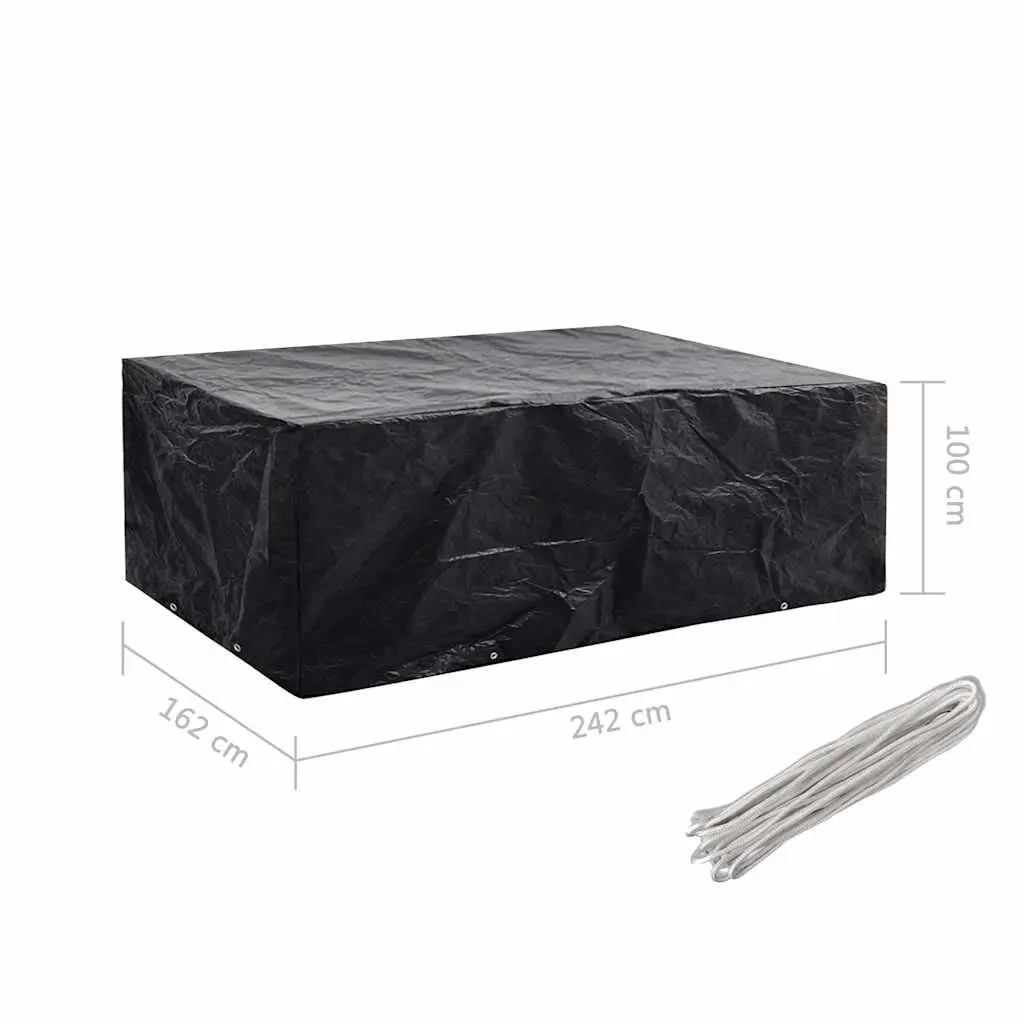 Garden Furniture Covers 2 Pieces Black Outdoor Protective Cover with Eyelets