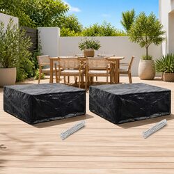 Garden Furniture Covers 250x210x90 cm Black Set of 2 PE Protective Outdoor