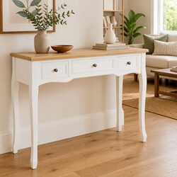 End Table Console Dressing with 3 Drawers White Hallway Living Room Accent