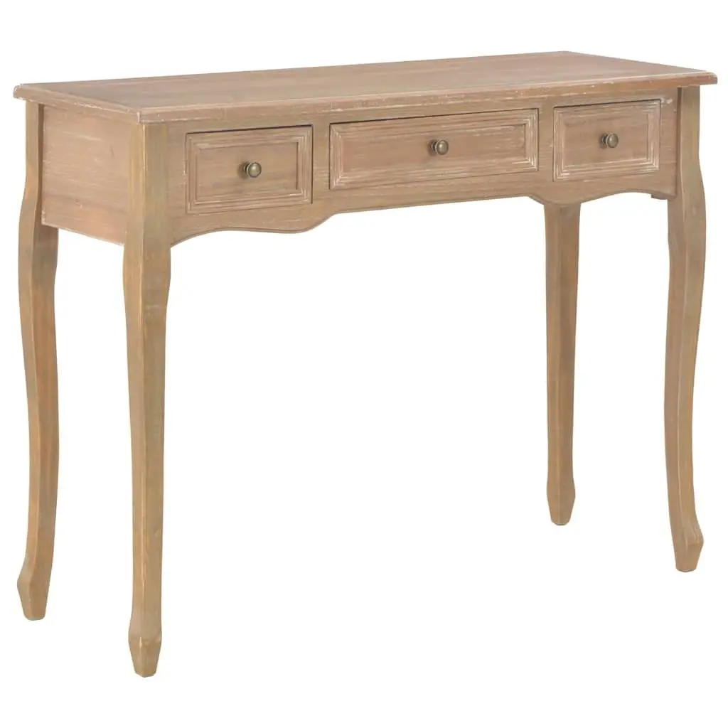 Brown Console Table with 3 Storage Drawers