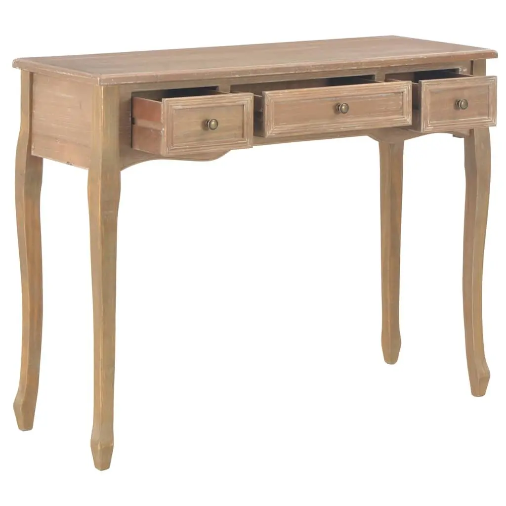 Brown Console Table with 3 Storage Drawers
