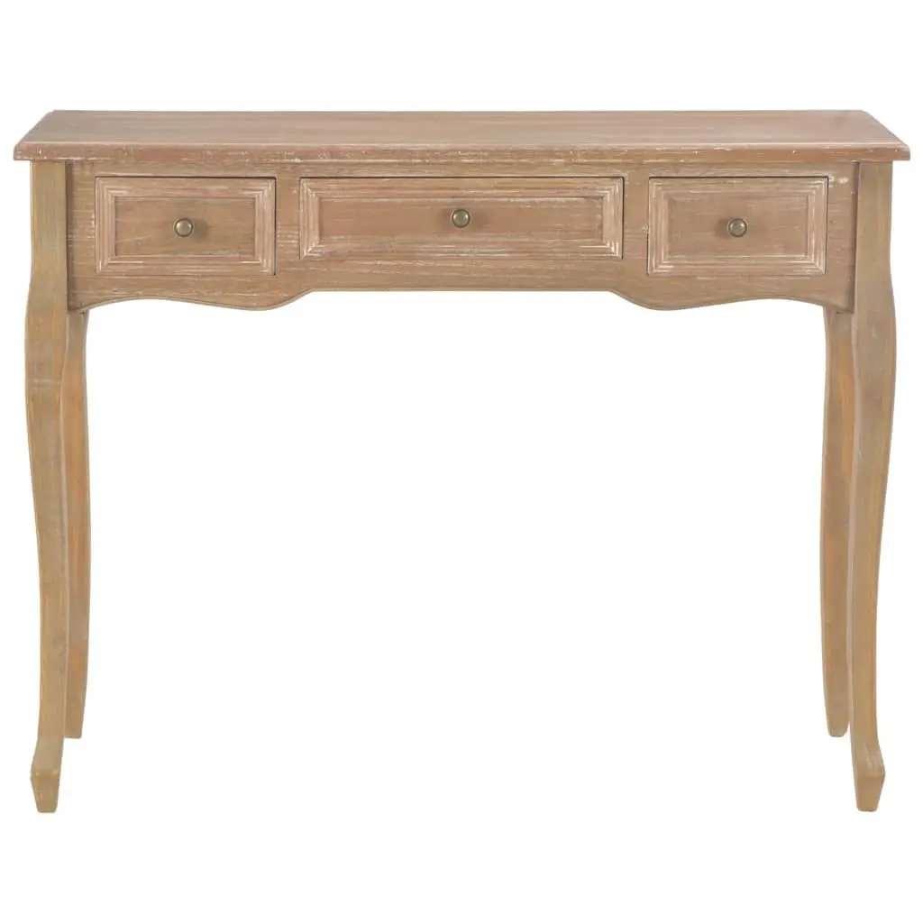 Brown Console Table with 3 Storage Drawers