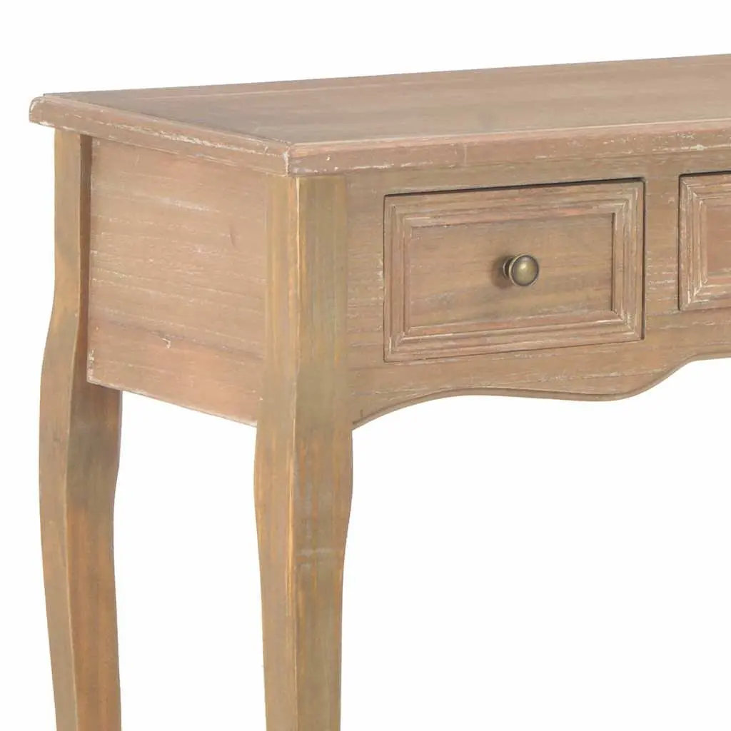 Brown Console Table with 3 Storage Drawers