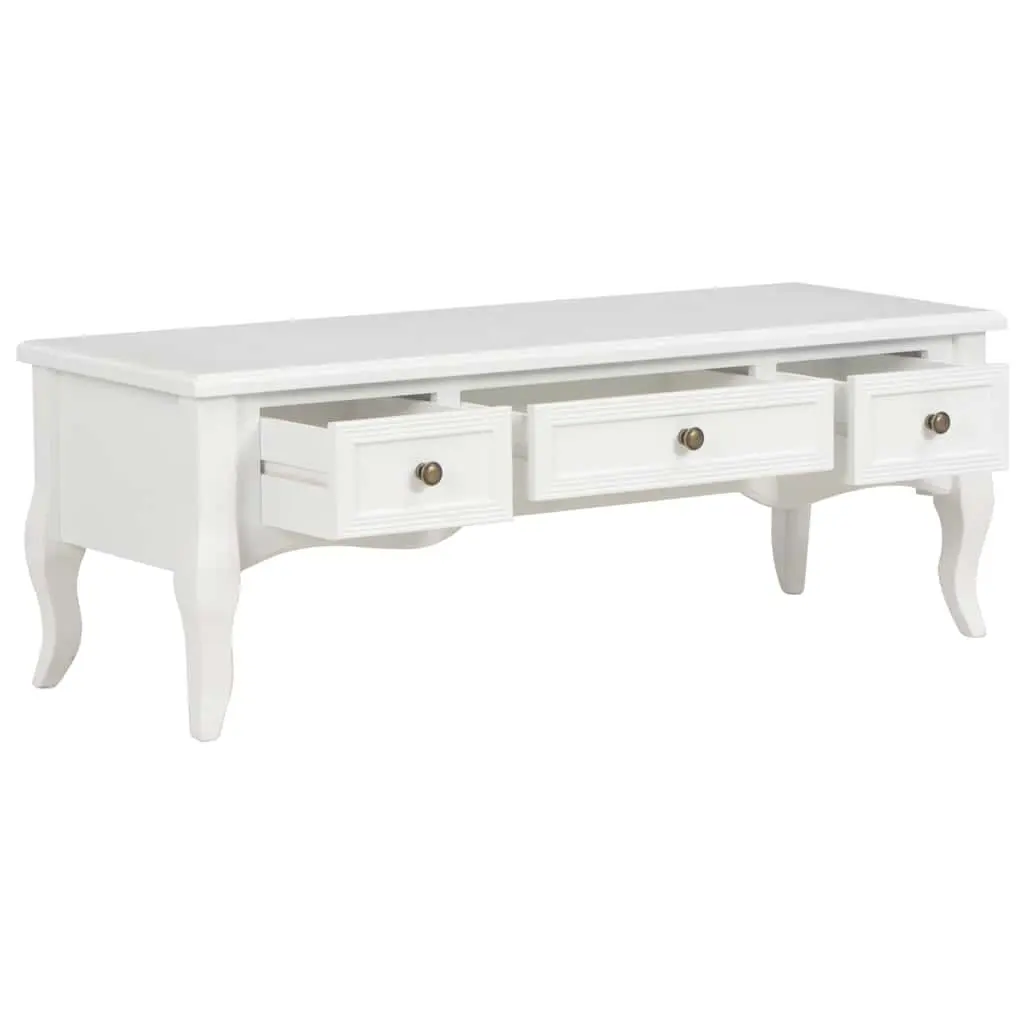 TV Cabinet Living Room White 100x35x35 cm Wood Storage Unit with 3 Drawers