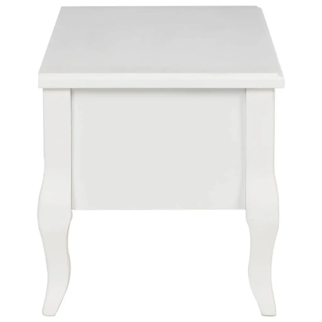 TV Cabinet Living Room White 100x35x35 cm Wood Storage Unit with 3 Drawers
