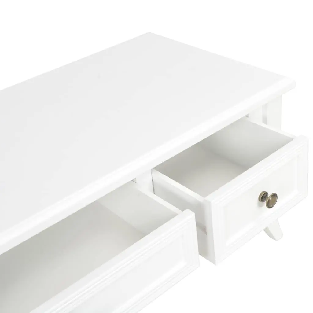TV Cabinet Living Room White 100x35x35 cm Wood Storage Unit with 3 Drawers