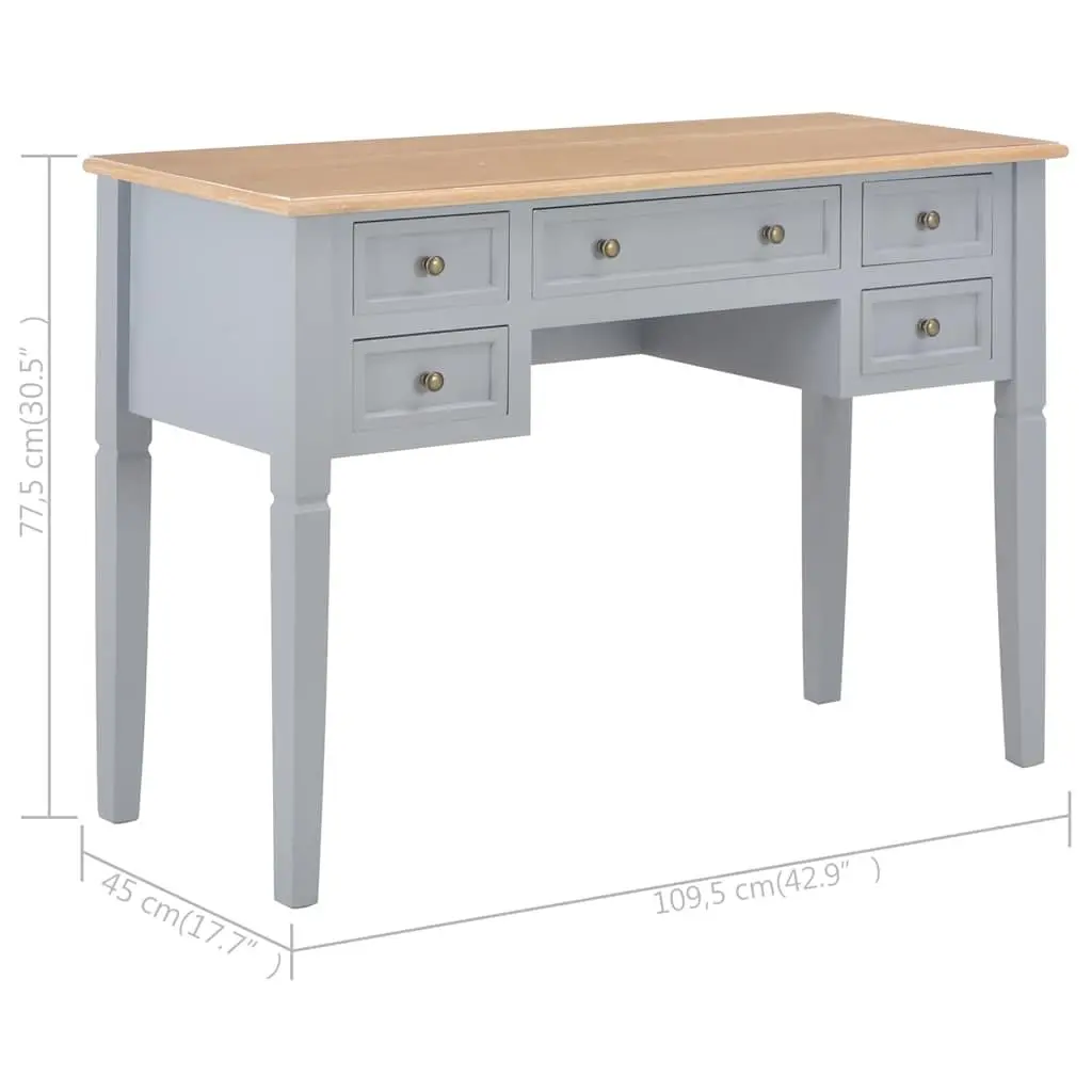 Writing Desk for Office or Study Grey Wood 1095 x 450 x 775 mm