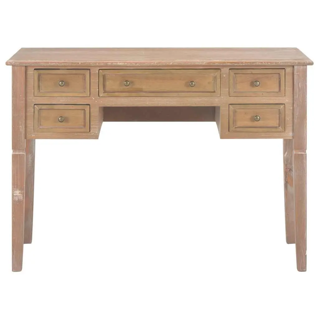 Writing Desk with Drawers Brown Wood Office Study Furniture Storage Desktop