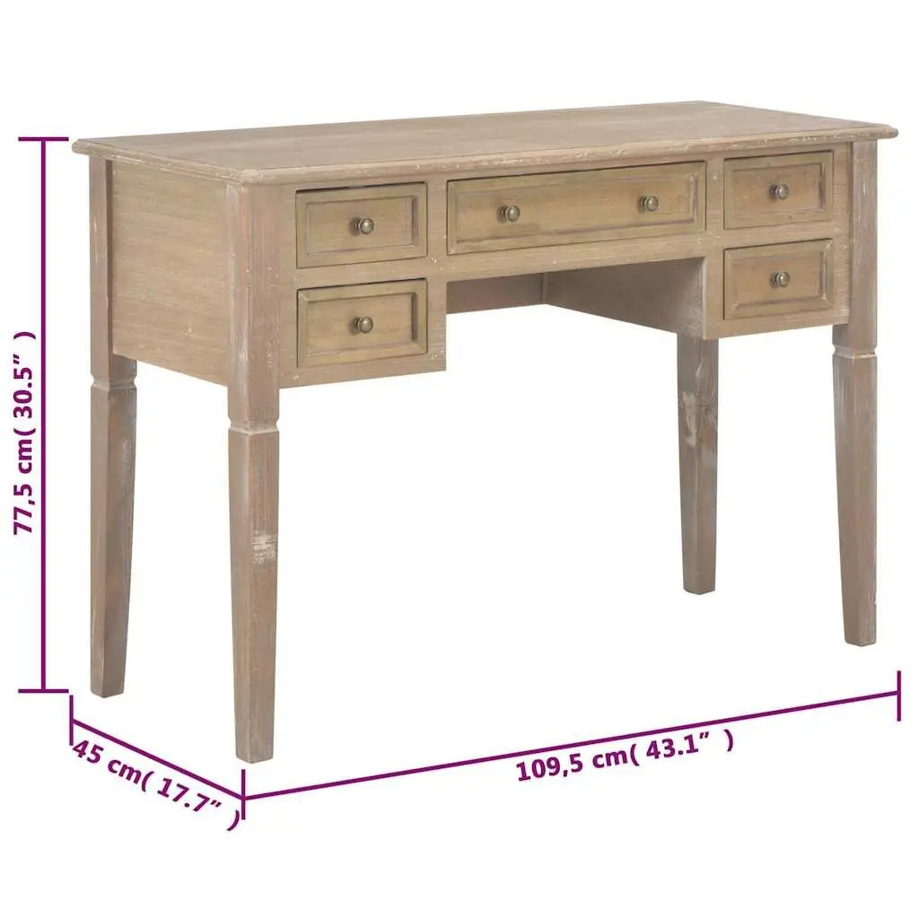 Writing Desk with Drawers Brown Wood Office Study Furniture Storage Desktop