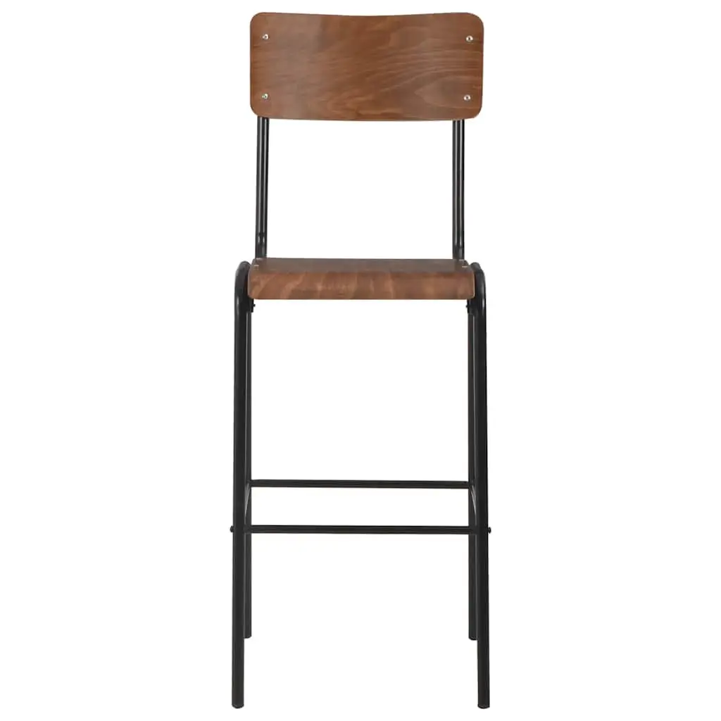 Bar Stools Set 2 Pieces Brown Plywood Seat Kitchen Dining Chair Stackable