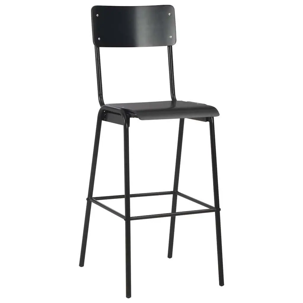 Bar Stools Kitchen Dining Black Stackable Plywood 2 Piece
