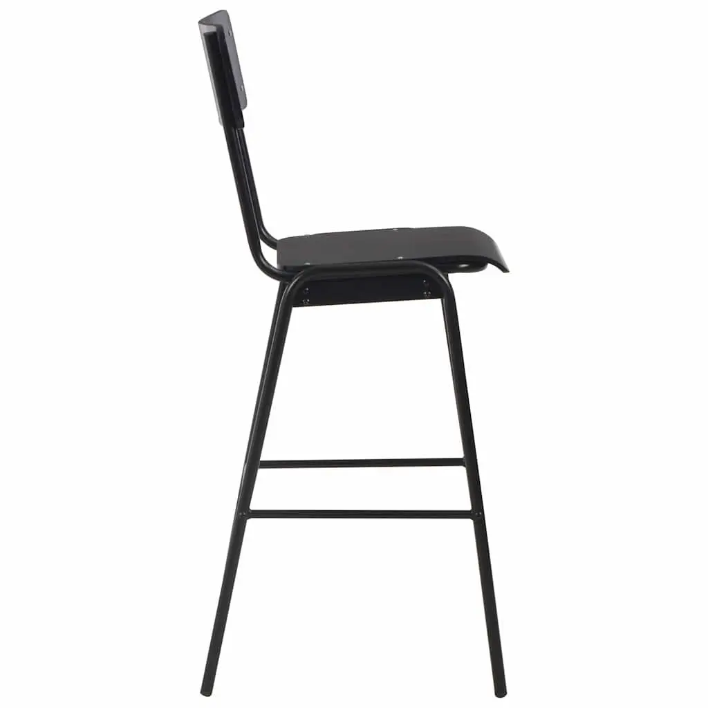Bar Stools Kitchen Dining Black Stackable Plywood 2 Piece