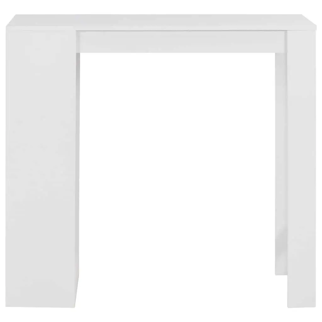 Bar Table with Storage Shelf White Kitchen Dining High Table Compact Design