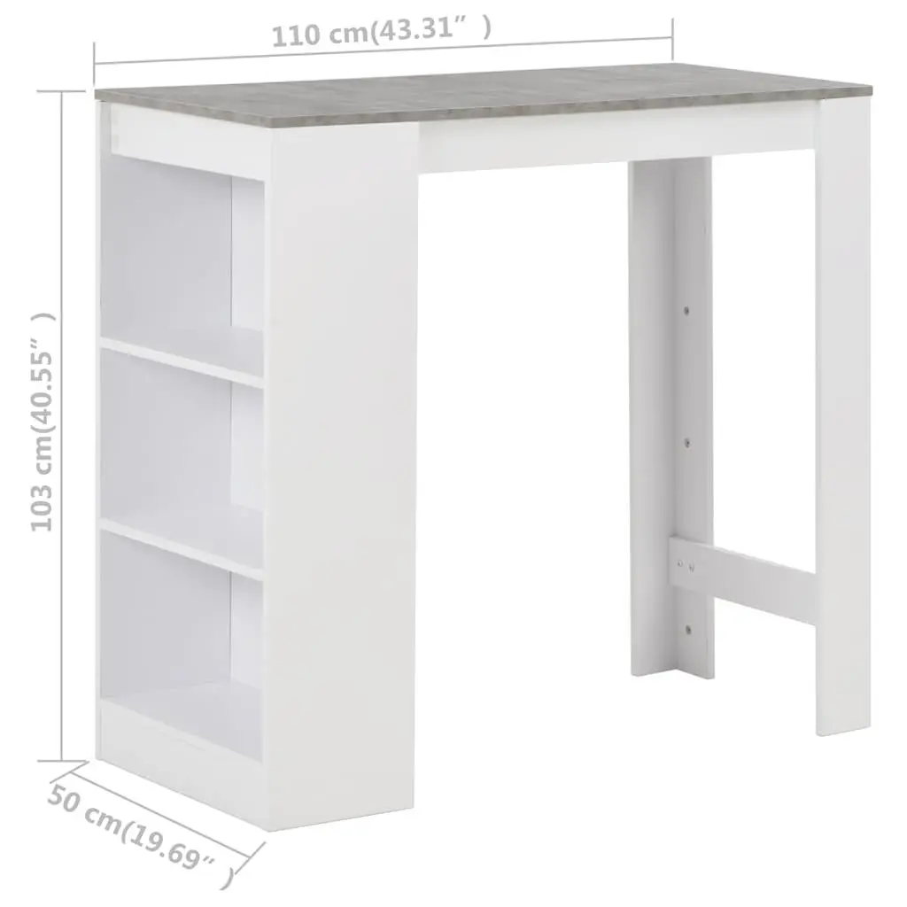 White Bar Table with Storage Shelf