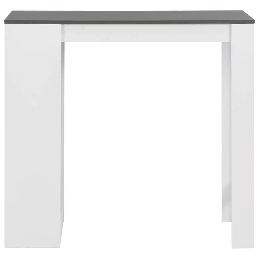 Bar Table with Storage Shelf White Kitchen Dining Room High Table Compact Space