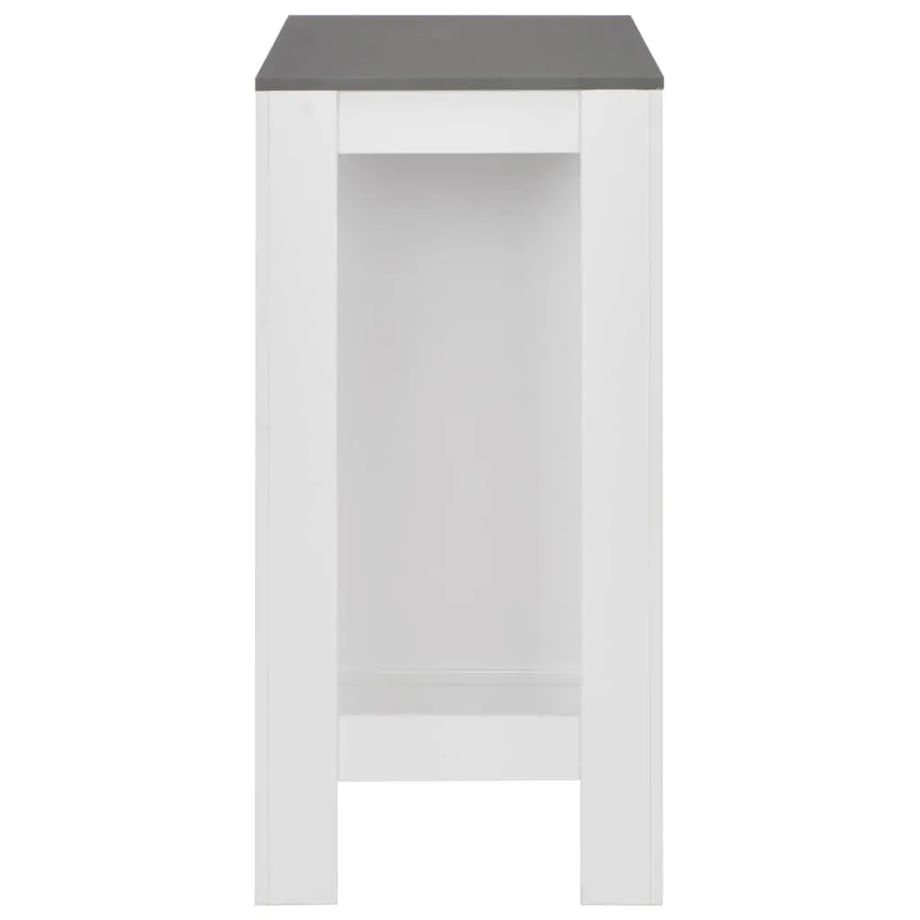 Bar Table with Storage Shelf White Kitchen Dining Room High Table Compact Space