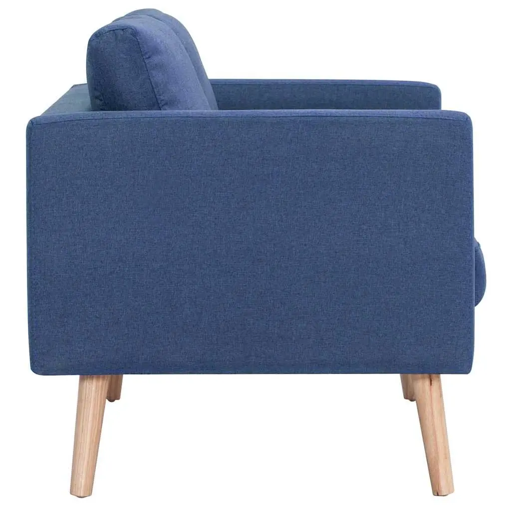2-Seater Sofa Blue Fabric Couch Living Room Furniture Padded Cushions Removable