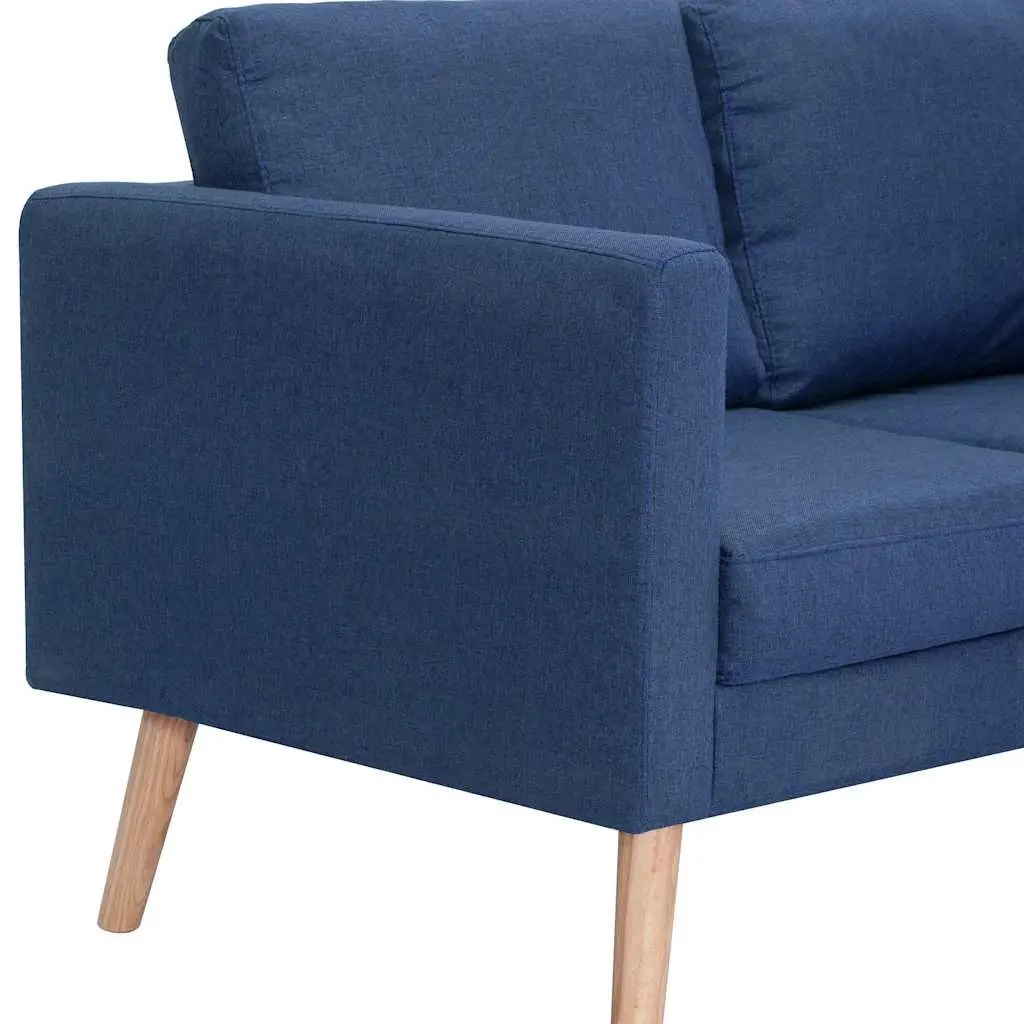 2-Seater Sofa Blue Fabric Couch Living Room Furniture Padded Cushions Removable