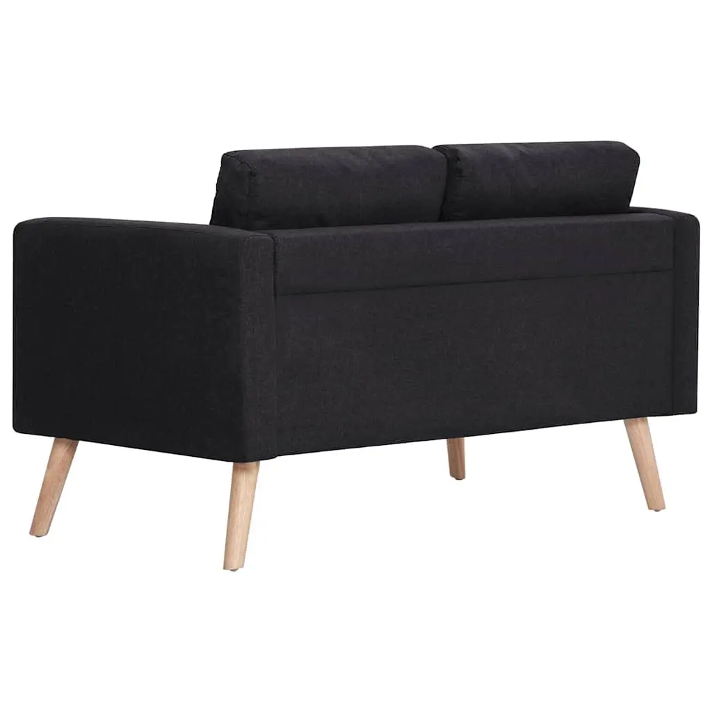 2-Seater Sofa Black Fabric Living Room Couch Padded Cushions Removable Covers