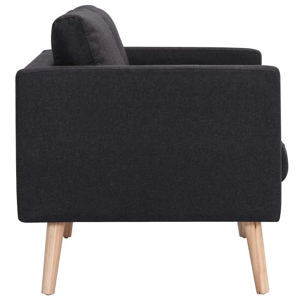 2-Seater Sofa Black Fabric Living Room Couch Padded Cushions Removable Covers