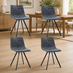 4-Piece Dining Chairs Set: Black Faux Leather Upholstery
