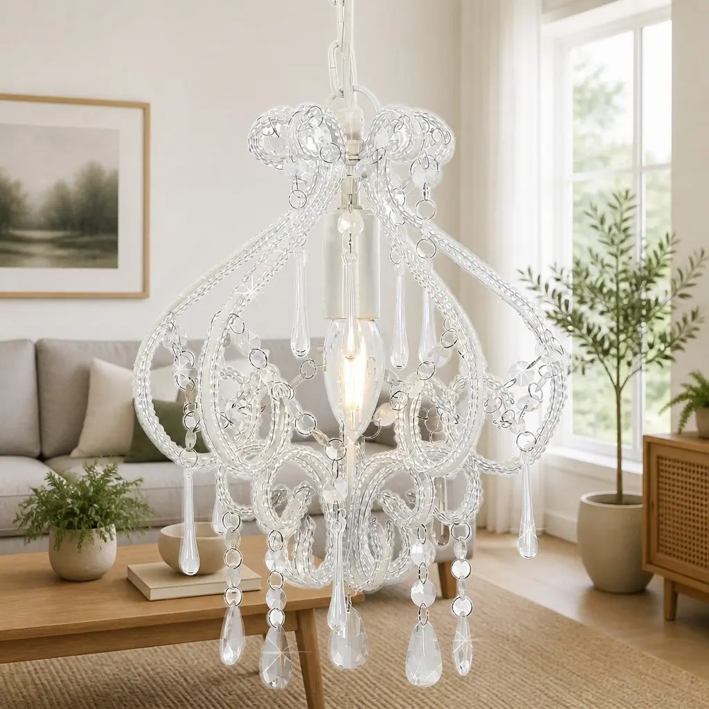 Round White Bead Flush Mount Ceiling Lamp