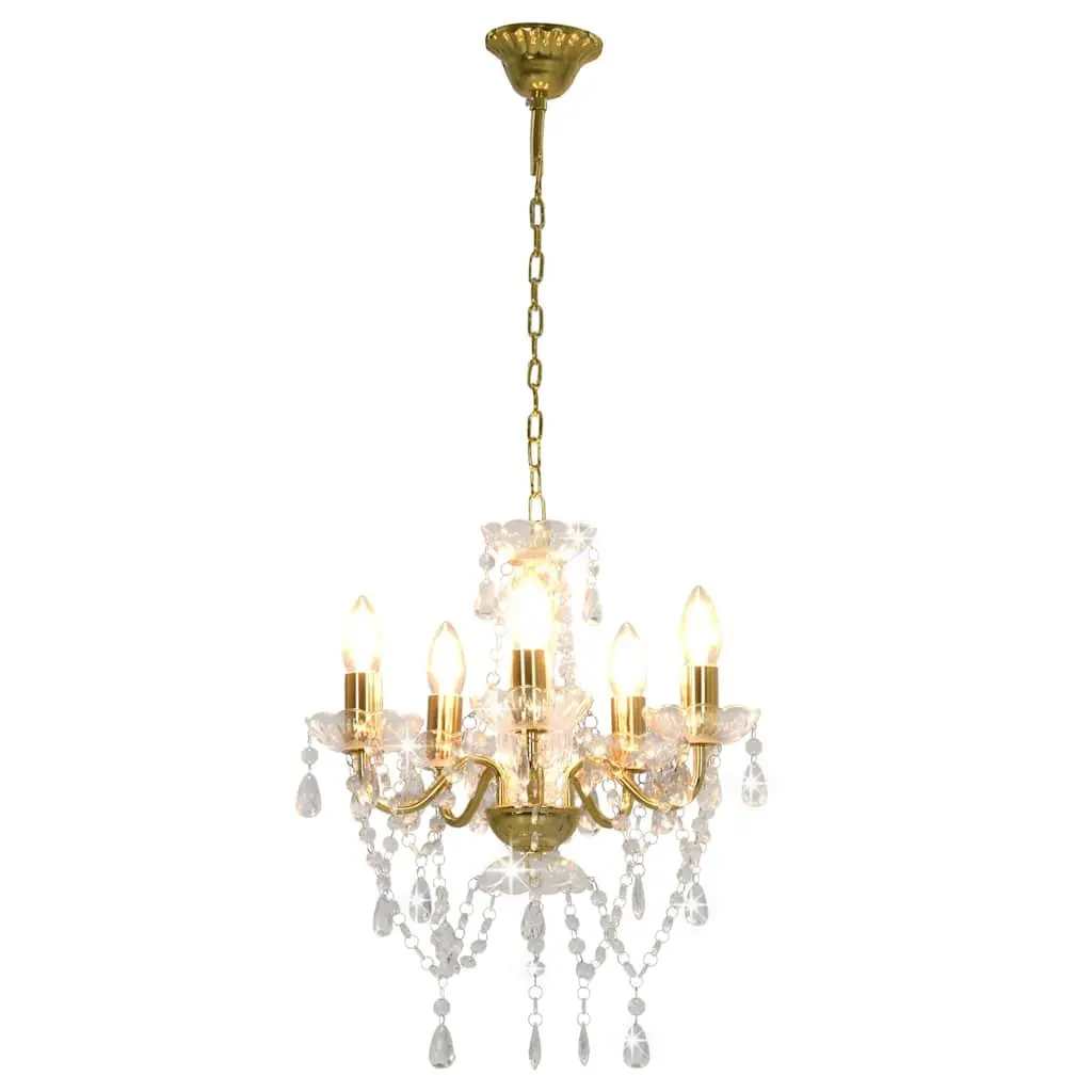 Chandelier for Home Lighting 5 Arm Round Size with Crystal Beads