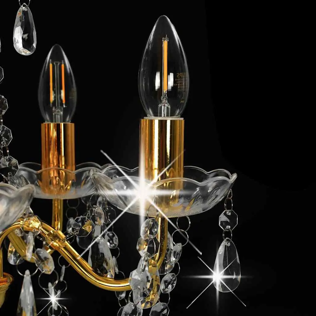 Chandelier for Home Lighting 5 Arm Round Size with Crystal Beads